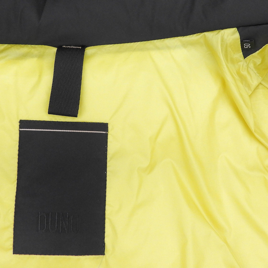 美品▲DUNO デュノ THUNDER サンダー ロゴ金具 ダブルジップ フーデッド ダウンジャケット アウター ブラック 50 正規品 メンズ