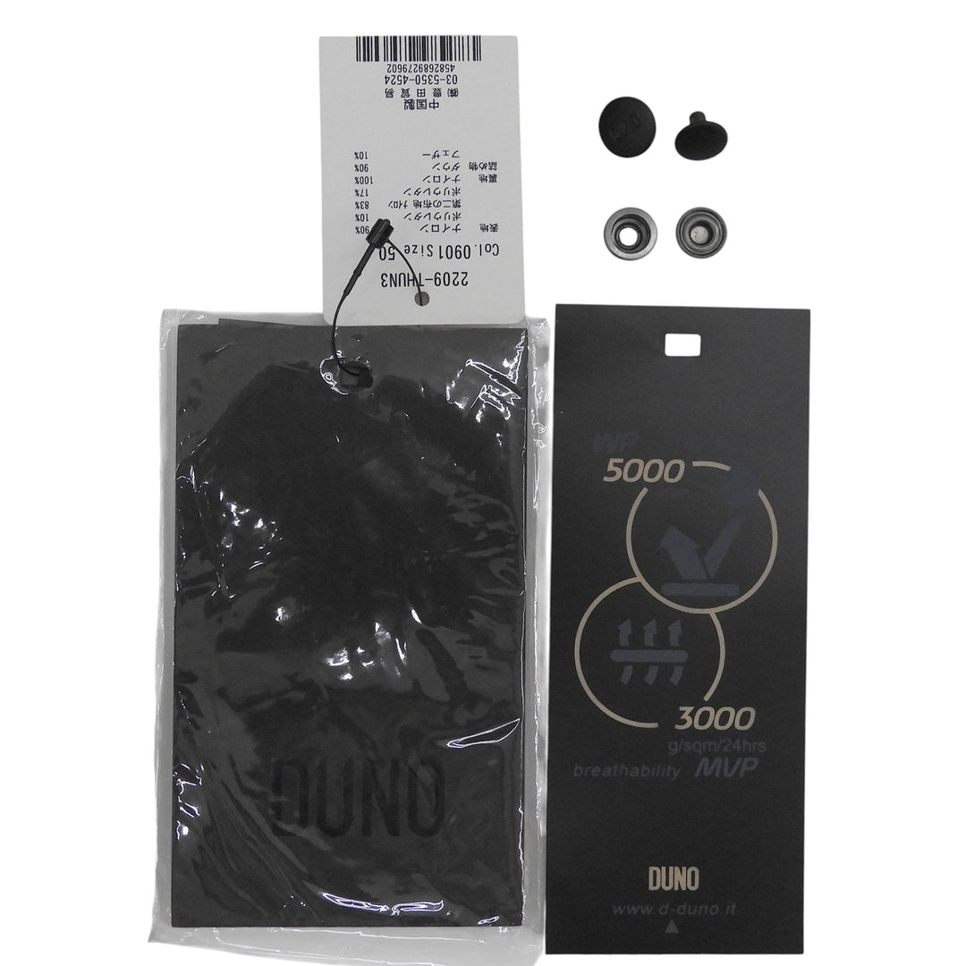 美品▲DUNO デュノ THUNDER サンダー ロゴ金具 ダブルジップ フーデッド ダウンジャケット アウター ブラック 50 正規品 メンズ