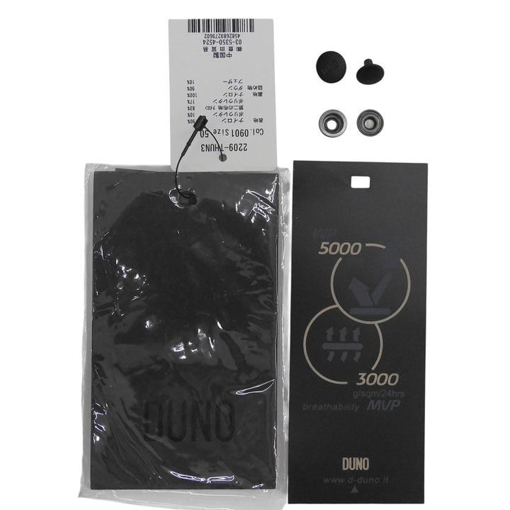 美品▲DUNO デュノ THUNDER サンダー ロゴ金具 ダブルジップ フーデッド ダウンジャケット アウター ブラック 50 正規品 メンズ