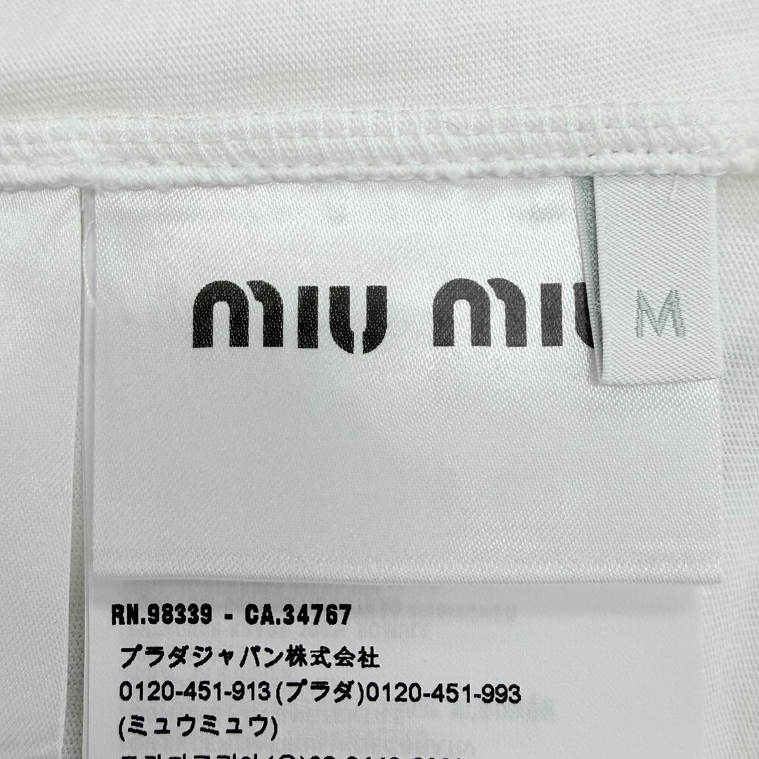 極美品☆MIUMIU ミュウミュウ 2022年製 MJN460 S231 11EC ロゴ刺繍 セーラーカラー トップス ホワイト M イタリア製 正規品 ガーメント付