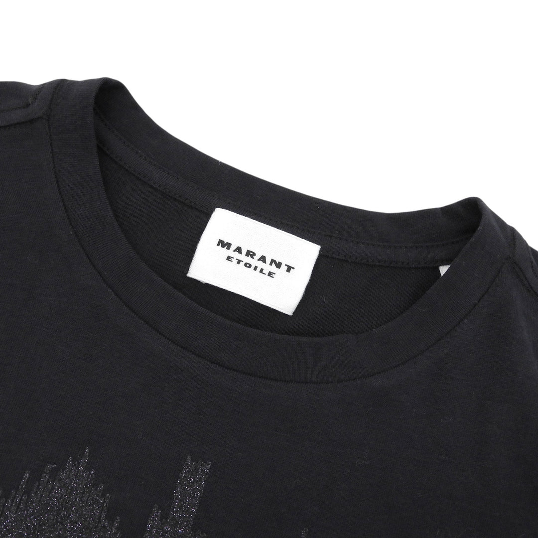 未使用品▲Marant Etoile マラン エトワール コットン100％ ロゴプリント クルーネック 半袖Ｔシャツ ブラック S ポルトガル製 レディース