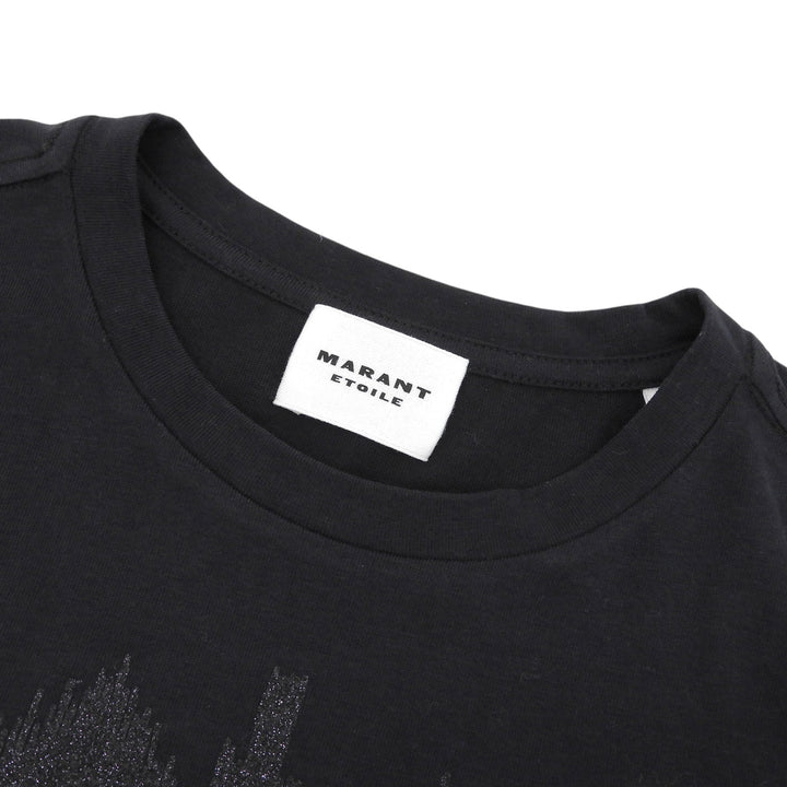 未使用品▲Marant Etoile マラン エトワール コットン100％ ロゴプリント クルーネック 半袖Ｔシャツ ブラック S ポルトガル製 レディース