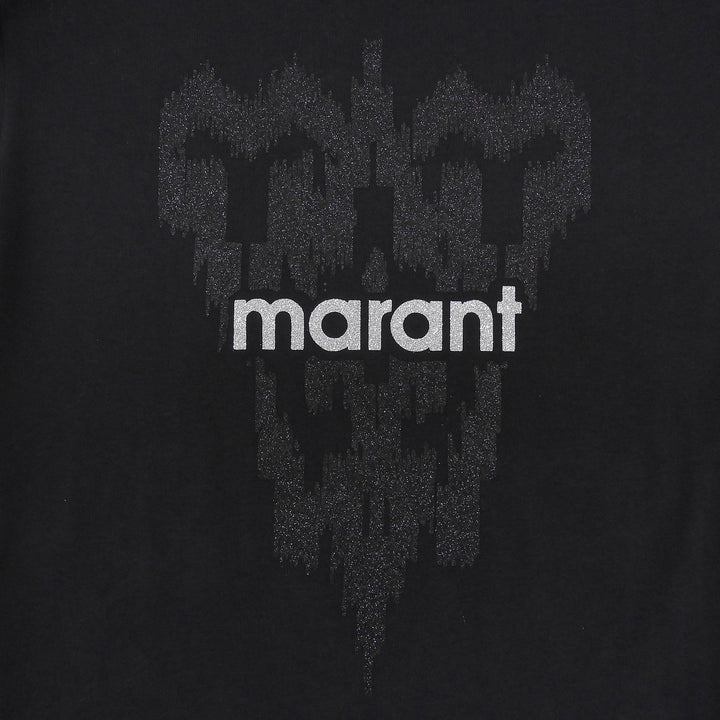 未使用品▲Marant Etoile マラン エトワール コットン100％ ロゴプリント クルーネック 半袖Ｔシャツ ブラック S ポルトガル製 レディース