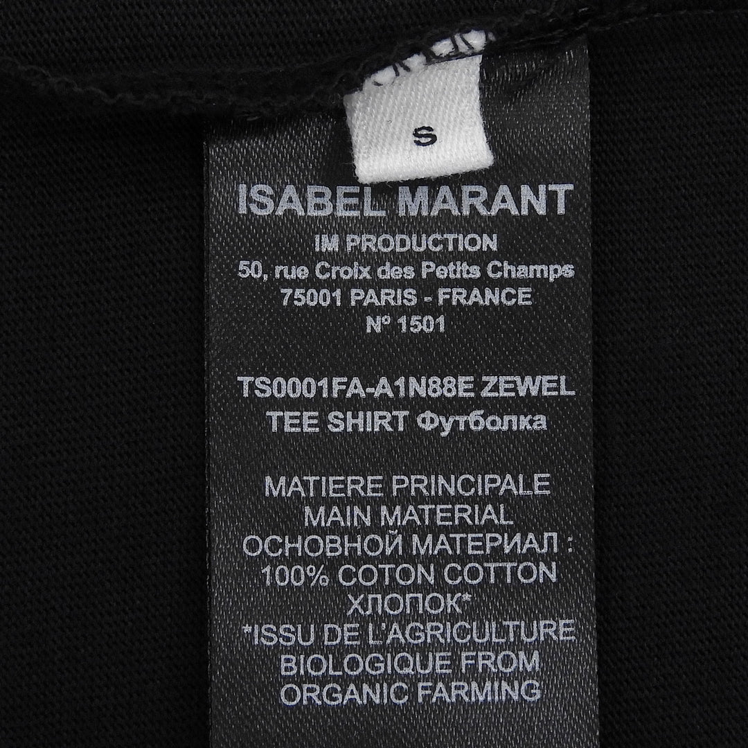 未使用品▲Marant Etoile マラン エトワール コットン100％ ロゴプリント クルーネック 半袖Ｔシャツ ブラック S ポルトガル製 レディース