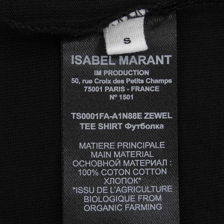 未使用品▲Marant Etoile マラン エトワール コットン100％ ロゴプリント クルーネック 半袖Ｔシャツ ブラック S ポルトガル製 レディース