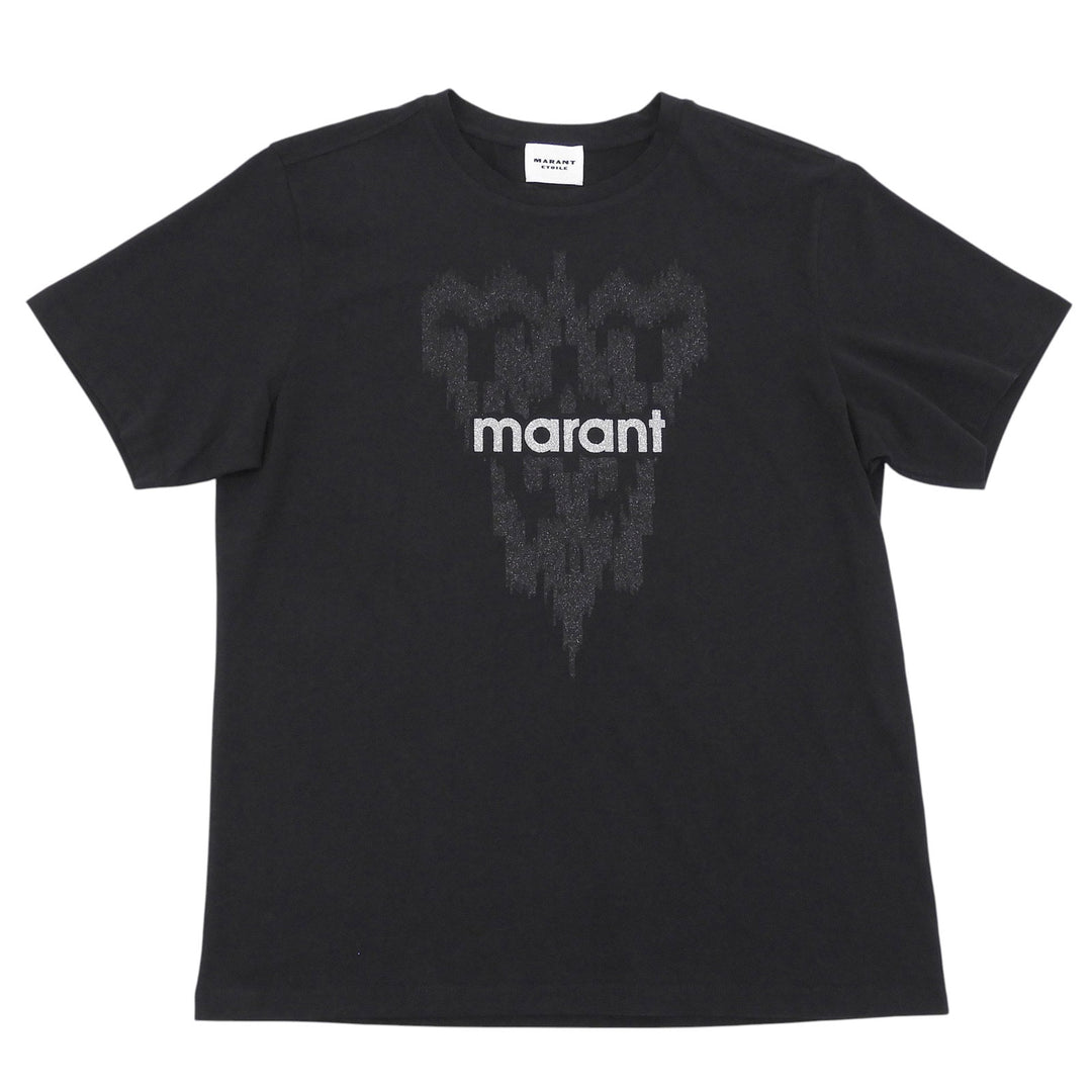未使用品▲Marant Etoile マラン エトワール コットン100％ ロゴプリント クルーネック 半袖Ｔシャツ ブラック M ポルトガル製 レディース