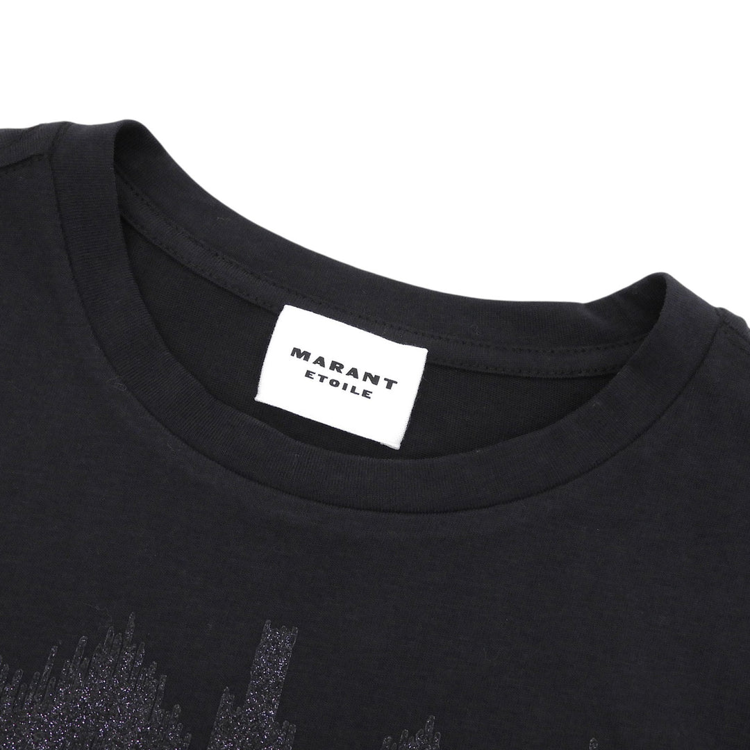 未使用品▲Marant Etoile マラン エトワール コットン100％ ロゴプリント クルーネック 半袖Ｔシャツ ブラック M ポルトガル製 レディース