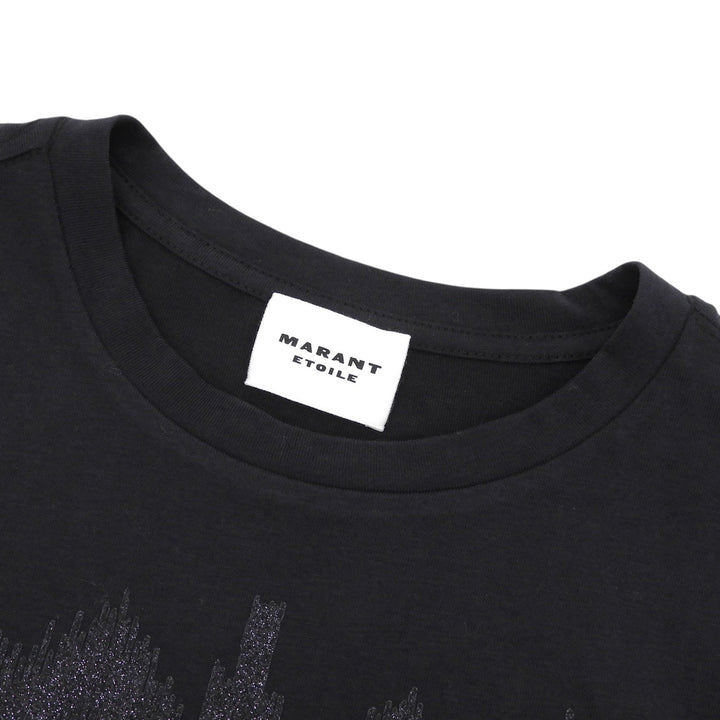 未使用品▲Marant Etoile マラン エトワール コットン100％ ロゴプリント クルーネック 半袖Ｔシャツ ブラック M ポルトガル製 レディース