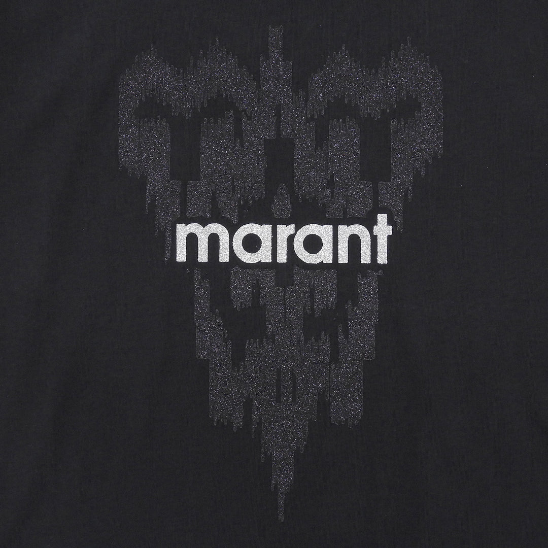未使用品▲Marant Etoile マラン エトワール コットン100％ ロゴプリント クルーネック 半袖Ｔシャツ ブラック M ポルトガル製 レディース