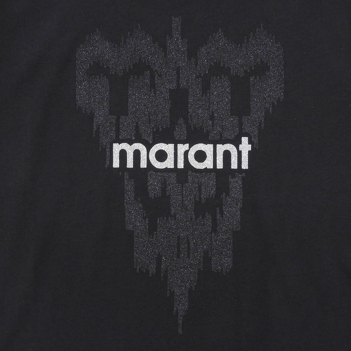 未使用品▲Marant Etoile マラン エトワール コットン100％ ロゴプリント クルーネック 半袖Ｔシャツ ブラック M ポルトガル製 レディース