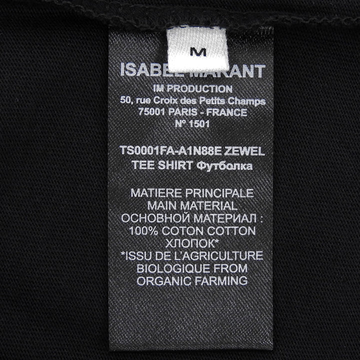 未使用品▲Marant Etoile マラン エトワール コットン100％ ロゴプリント クルーネック 半袖Ｔシャツ ブラック M ポルトガル製 レディース