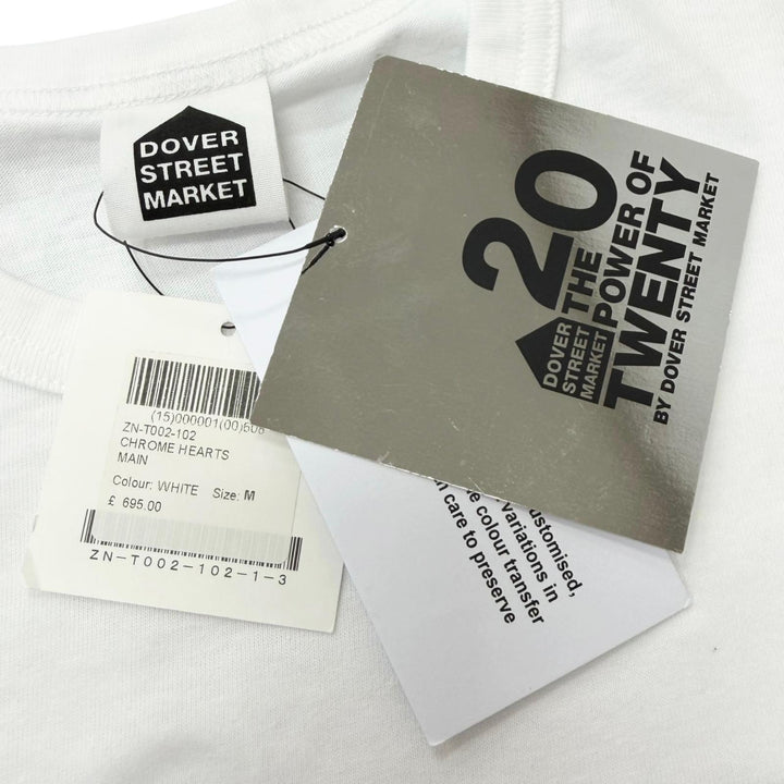 未使用品□CHROME HEARTS クロムハーツ DOVER STREET MARKET 20周年限定 レザークロスパッチ 半袖Ｔシャツ ホワイト ブラック M メンズ