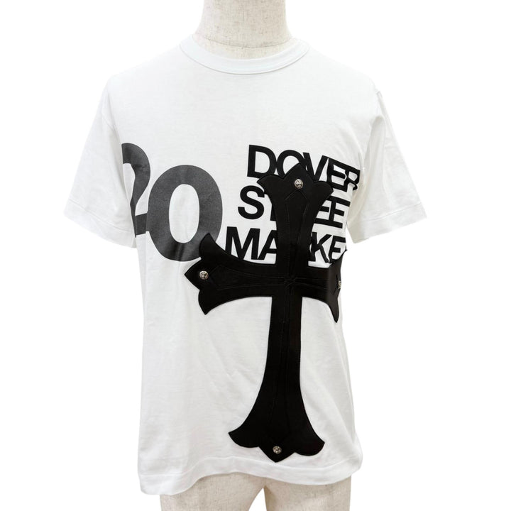 未使用品□CHROME HEARTS クロムハーツ DOVER STREET MARKET 20周年限定 レザークロスパッチ 半袖Ｔシャツ ホワイト ブラック M メンズ