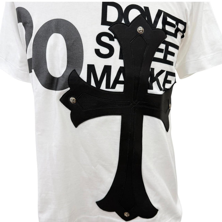 未使用品□CHROME HEARTS クロムハーツ DOVER STREET MARKET 20周年限定 レザークロスパッチ 半袖Ｔシャツ ホワイト ブラック M メンズ