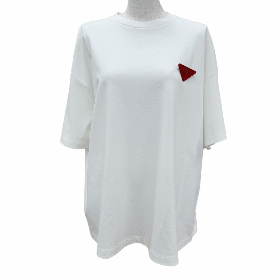 未使用品☆PRADA プラダ 3558A S211 10UP コットン100％ トライアングルロゴ オーバーサイズ 半袖Ｔシャツ ホワイト S 正規品 レディース