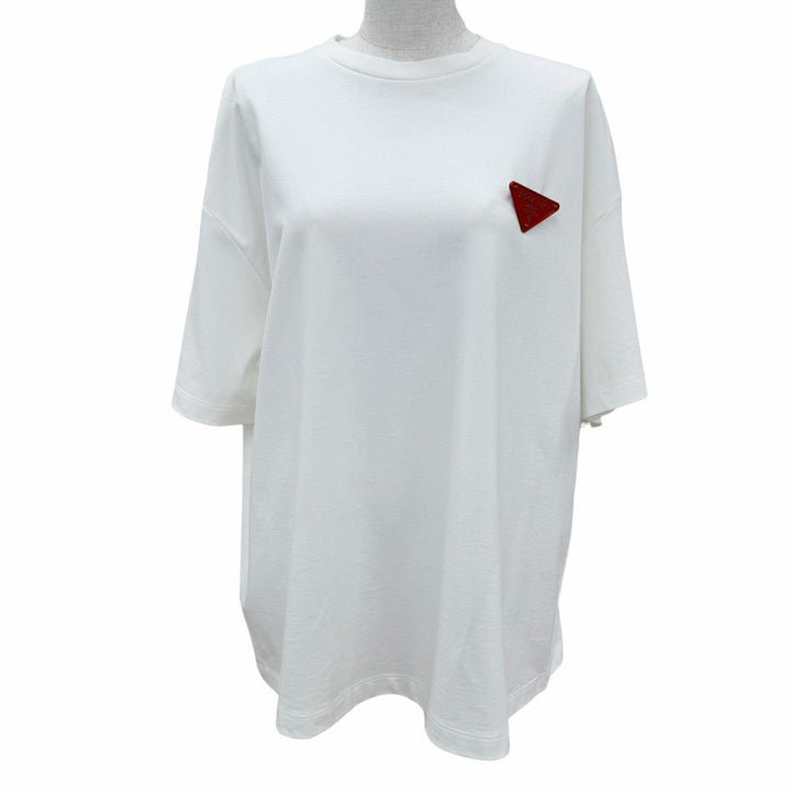 未使用品☆PRADA プラダ 3558A S211 10UP コットン100％ トライアングルロゴ オーバーサイズ 半袖Ｔシャツ ホワイト S 正規品 レディース