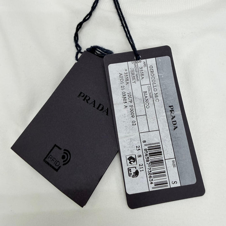 未使用品☆PRADA プラダ 3558A S211 10UP コットン100％ トライアングルロゴ オーバーサイズ 半袖Ｔシャツ ホワイト S 正規品 レディース