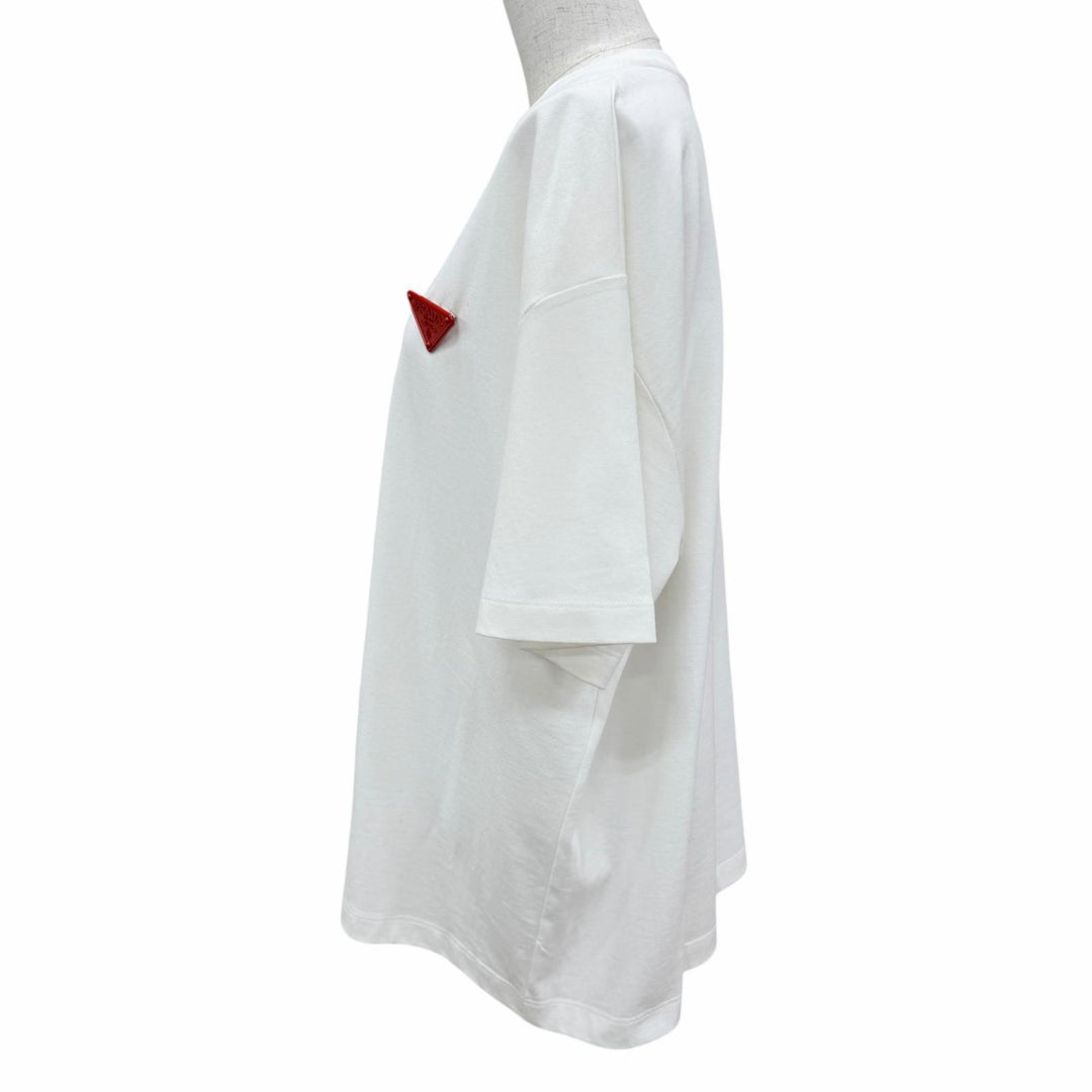 未使用品☆PRADA プラダ 3558A S211 10UP コットン100％ トライアングルロゴ オーバーサイズ 半袖Ｔシャツ ホワイト S 正規品 レディース