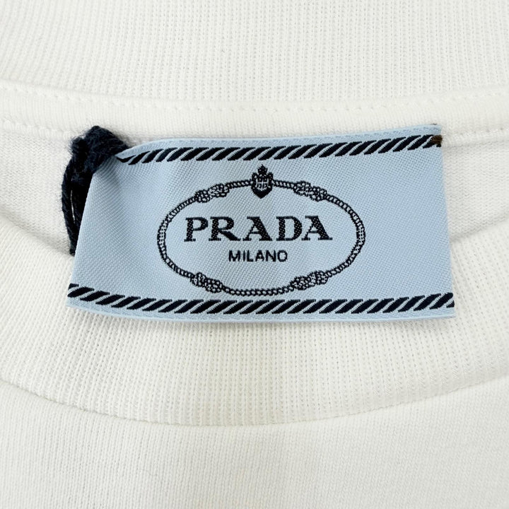 未使用品☆PRADA プラダ 3558A S211 10UP コットン100％ トライアングルロゴ オーバーサイズ 半袖Ｔシャツ ホワイト S 正規品 レディース