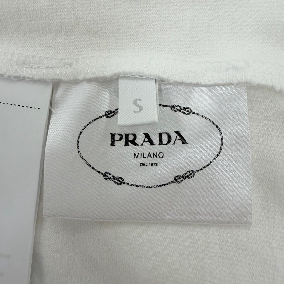 未使用品☆PRADA プラダ 3558A S211 10UP コットン100％ トライアングルロゴ オーバーサイズ 半袖Ｔシャツ ホワイト S 正規品 レディース