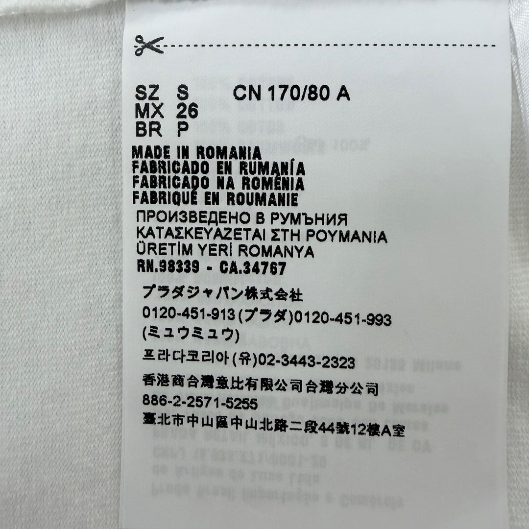 未使用品☆PRADA プラダ 3558A S211 10UP コットン100％ トライアングルロゴ オーバーサイズ 半袖Ｔシャツ ホワイト S 正規品 レディース