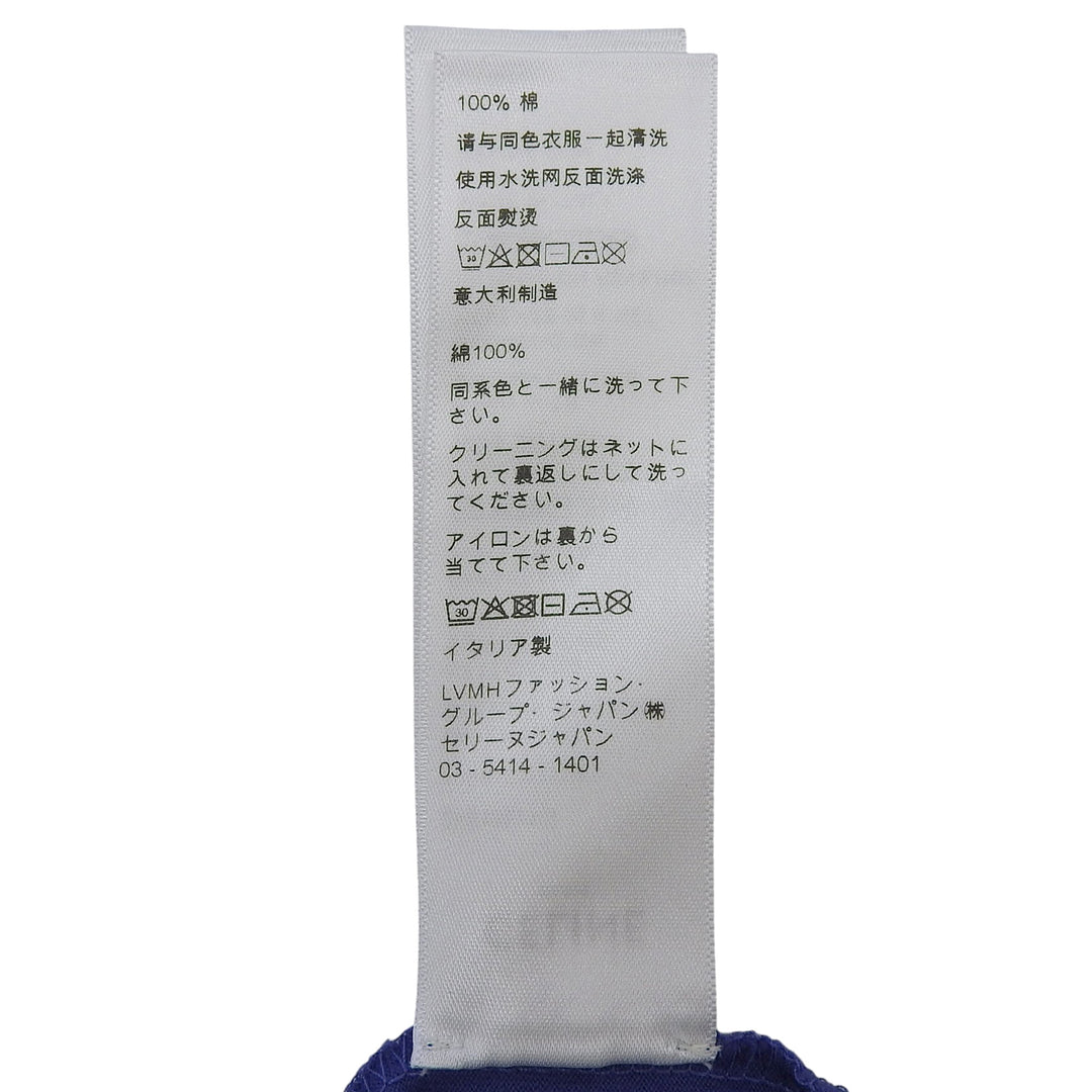 美品▲CELINE セリーヌ 2X815671Q コットン100％ クルーネック リンガーTシャツ 半袖Ｔシャツ ブルー S イタリア製 正規品 レディース