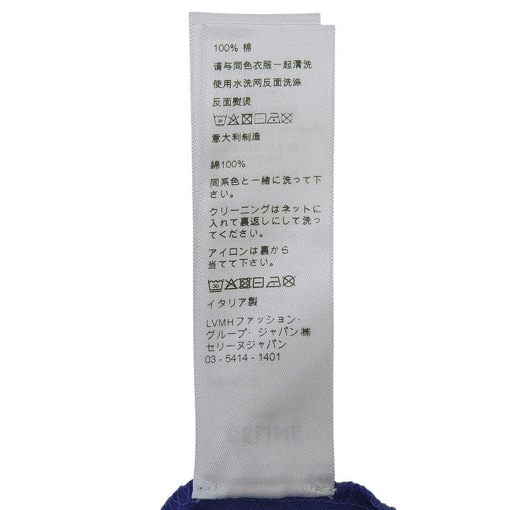 美品▲CELINE セリーヌ 2X815671Q コットン100％ クルーネック リンガーTシャツ 半袖Ｔシャツ ブルー S イタリア製 正規品 レディース