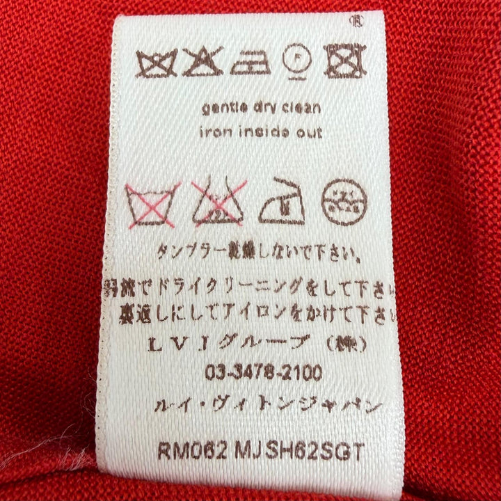 極美品▼LOUIS VUITTON ルイヴィトン コットン シルク カシミヤ ロゴ刺繍 ロングスリーブ 長袖シャツ レッド 42 伊製 正規品 メンズ