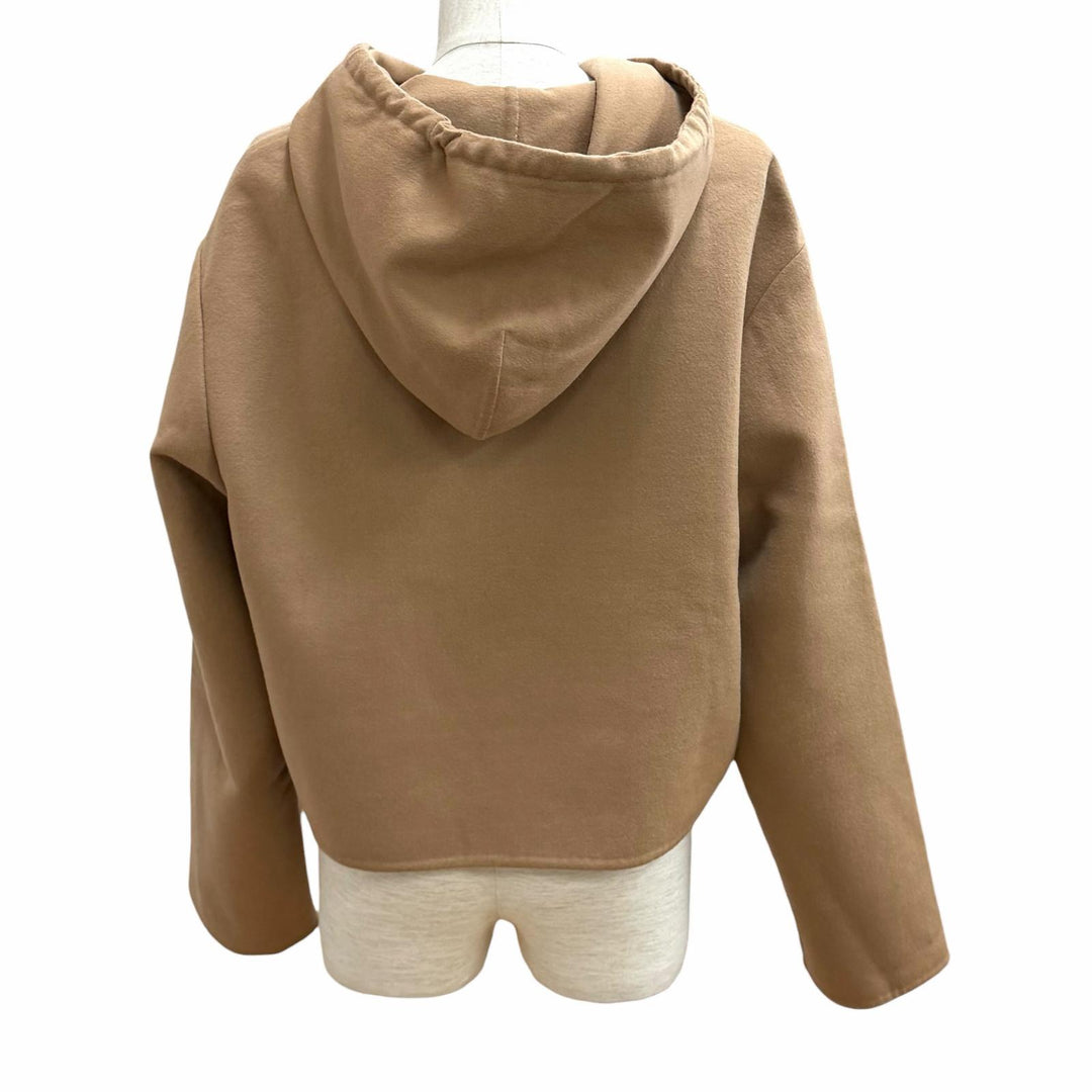 極美品★MIUMIU ミュウミュウ 2024年製 ML1091 バージンウール カシミヤ混 ロゴワッペン ジップアップ フーディー パーカー 38 正規品