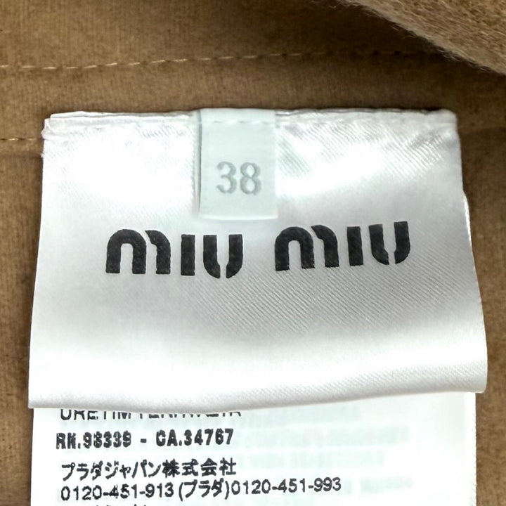 極美品★MIUMIU ミュウミュウ 2024年製 ML1091 バージンウール カシミヤ混 ロゴワッペン ジップアップ フーディー パーカー 38 正規品