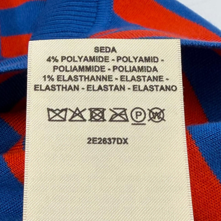 極美品★HERMES エルメス 2E2637DX シルク混 ボーダー ノースリーブ モックネック ニット ブルー オレンジ 38 イタリア製 レディース