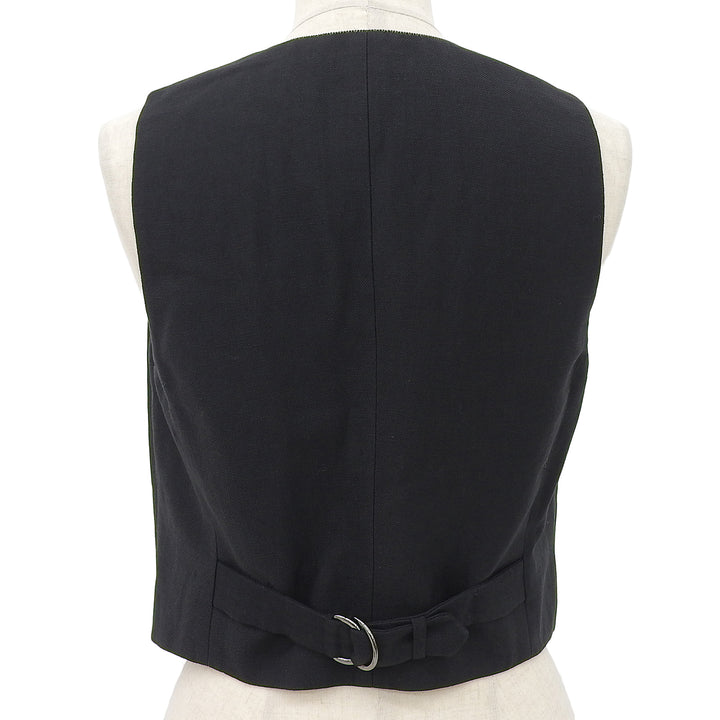 未使用品▲Brunello Cucinelli ブルネロクチネリ リネン混 Vネック ジレ ベスト ブラック 40 イタリア製 レディース
