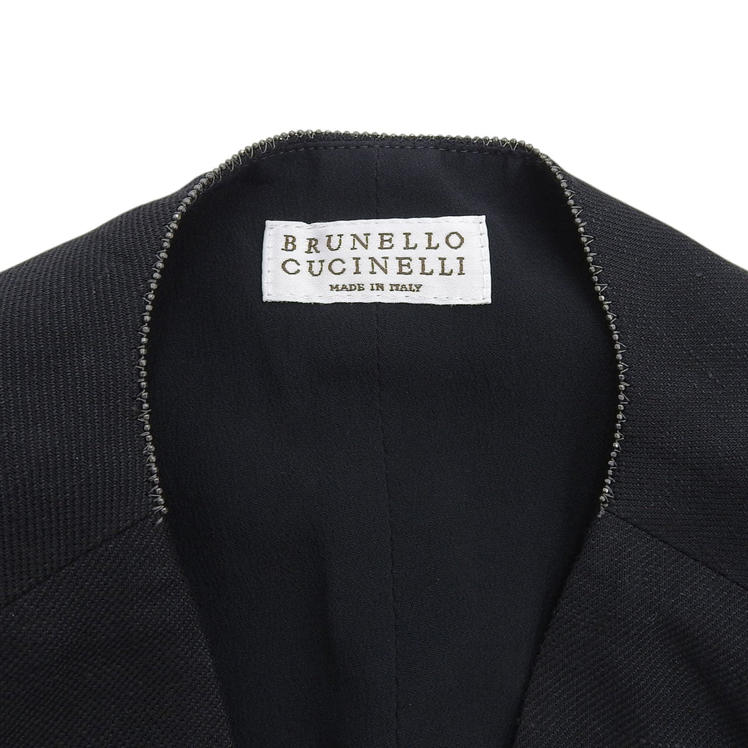 未使用品▲Brunello Cucinelli ブルネロクチネリ リネン混 Vネック ジレ ベスト ブラック 40 イタリア製 レディース