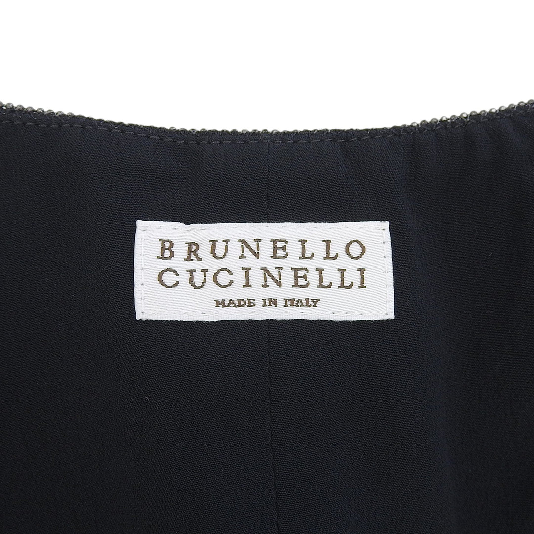 未使用品▲Brunello Cucinelli ブルネロクチネリ リネン混 Vネック ジレ ベスト ブラック 40 イタリア製 レディース