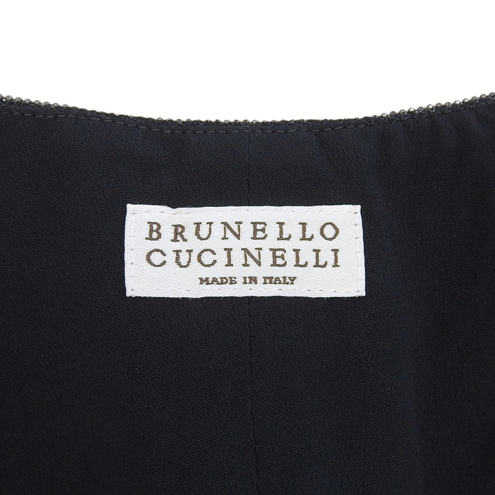 未使用品▲Brunello Cucinelli ブルネロクチネリ リネン混 Vネック ジレ ベスト ブラック 40 イタリア製 レディース