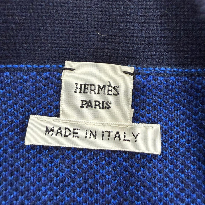 極美品☆HERMES エルメス 22AW 2H2105D2 LA PROMENADE DU MATIN 朝の散歩 カシミヤ100％ ロゴボタン 長袖 カーディガン ブルー 34 正規品