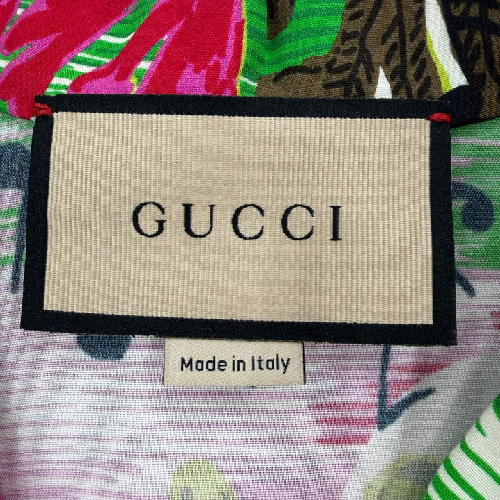 極美品☆GUCCI グッチ 703607 ロゴ・総柄デザイン トップス 半袖シャツ マルチカラー 36 イタリア製 正規品 レディース