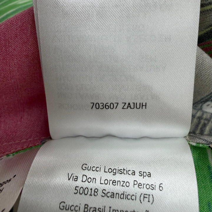 極美品☆GUCCI グッチ 703607 ロゴ・総柄デザイン トップス 半袖シャツ マルチカラー 36 イタリア製 正規品 レディース