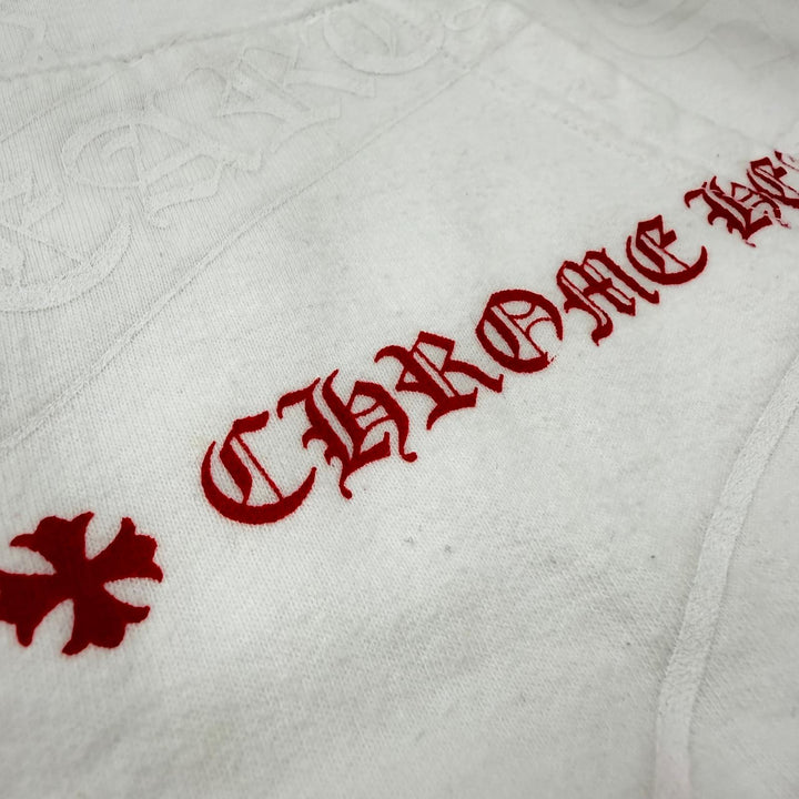 人気▼CHROME HEARTS クロムハーツ コットン ステンシルプリント フーデッド プルオーバー パーカー ホワイト マルチ XL USA製 メンズ