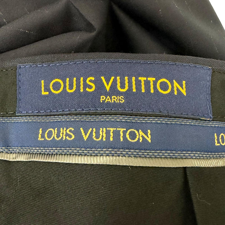 未使用品□LOUIS VUITTON ルイヴィトン ストライプ柄 シングル スラックス トラウザーズ パンツ ネイビー 52 イタリア製 正規品 メンズ