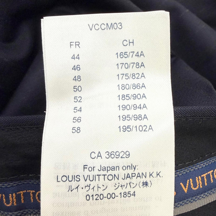 未使用品□LOUIS VUITTON ルイヴィトン ストライプ柄 シングル スラックス トラウザーズ パンツ ネイビー 52 イタリア製 正規品 メンズ