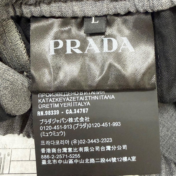 未使用品□PRADA プラダ 2023年製 SPH377 バージンウール コットン トライアングルパッチ シェフパンツ グレー L イタリア製 正規品