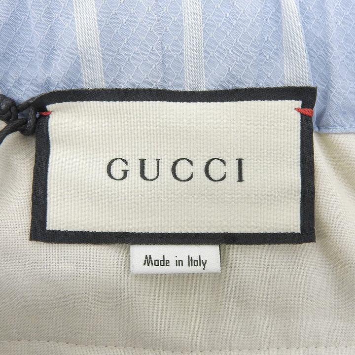 極美品▲GUCCI グッチ 618597 コットン100％ ダブルG ストライプ ショートパンツ ライトブルー ホワイト 46 イタリア製 正規品 メンズ