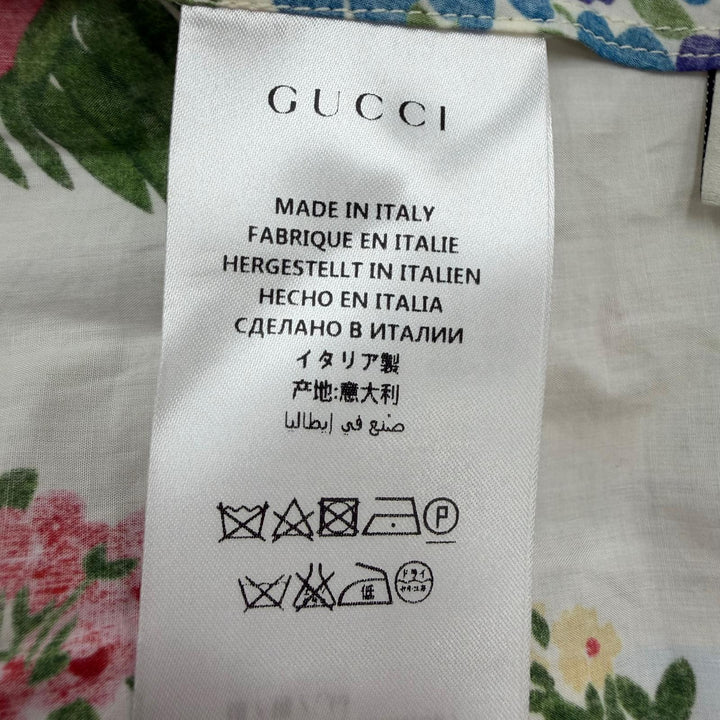 極美品☆GUCCI グッチ 453982 コットン インターロッキングG 花柄デザイン ワンピース マルチカラー 36 イタリア製 正規品 レディース
