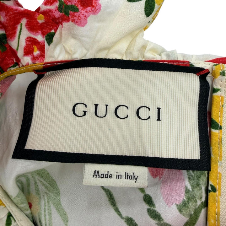 極美品☆GUCCI グッチ 453982 コットン インターロッキングG 花柄デザイン ワンピース マルチカラー 36 イタリア製 正規品 レディース