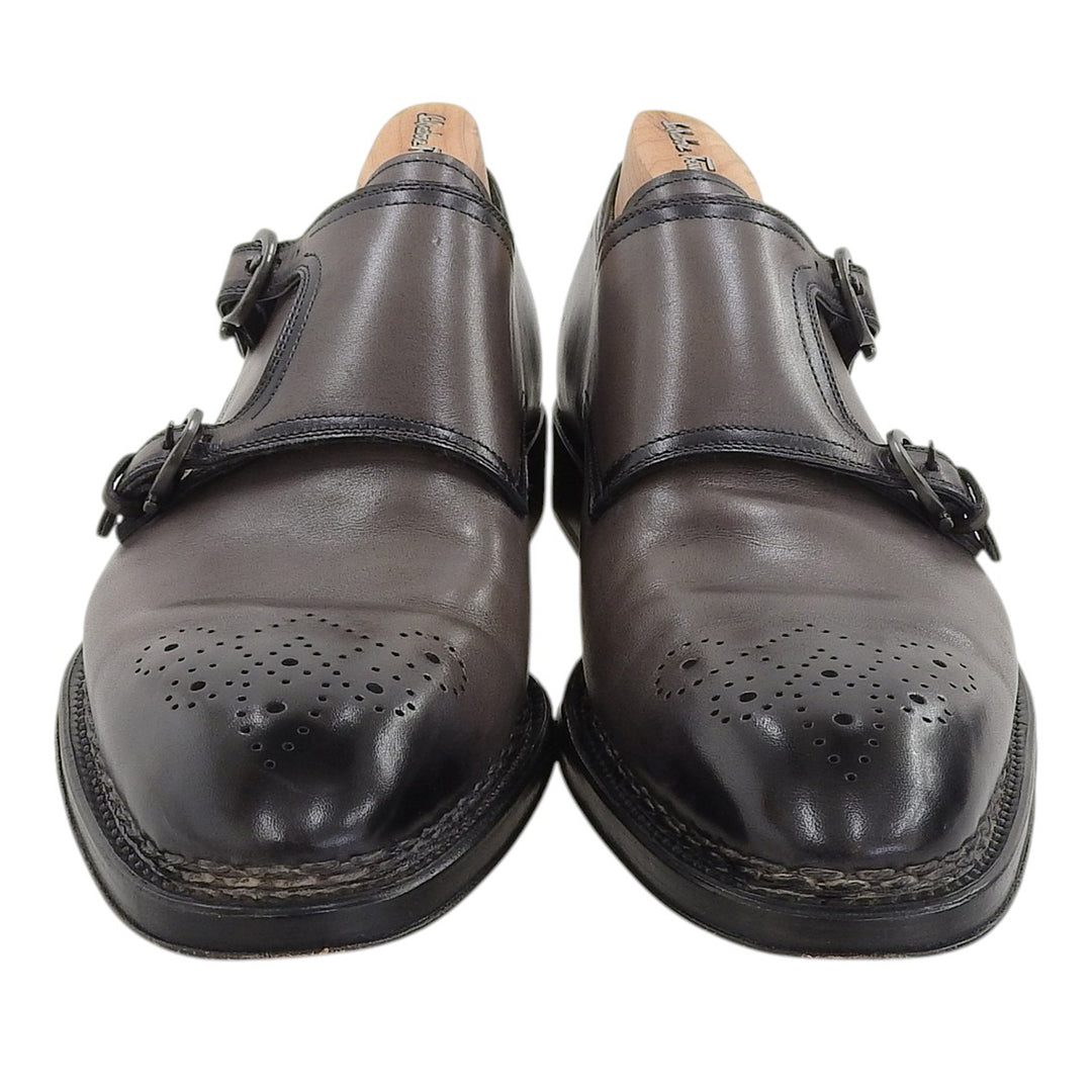 美品▲Salvatore Ferragamo サルヴァトーレフェラガモ TRAMEZZA メダリオン ダブルモンクストラップ レザーシューズ 伊製 箱付き