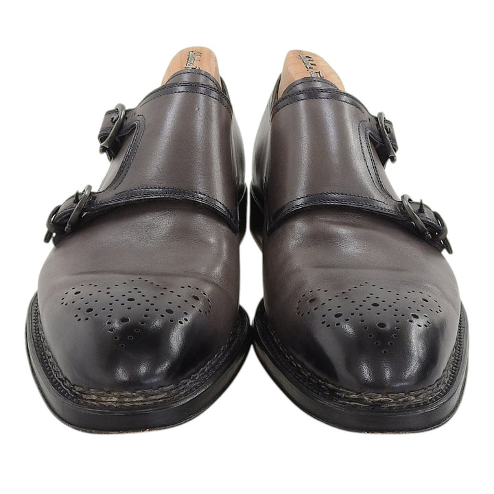美品▲Salvatore Ferragamo サルヴァトーレフェラガモ TRAMEZZA メダリオン ダブルモンクストラップ レザーシューズ 伊製 箱付き