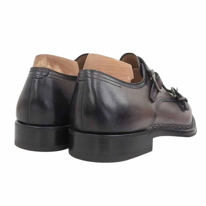 美品▲Salvatore Ferragamo サルヴァトーレフェラガモ TRAMEZZA メダリオン ダブルモンクストラップ レザーシューズ 伊製 箱付き