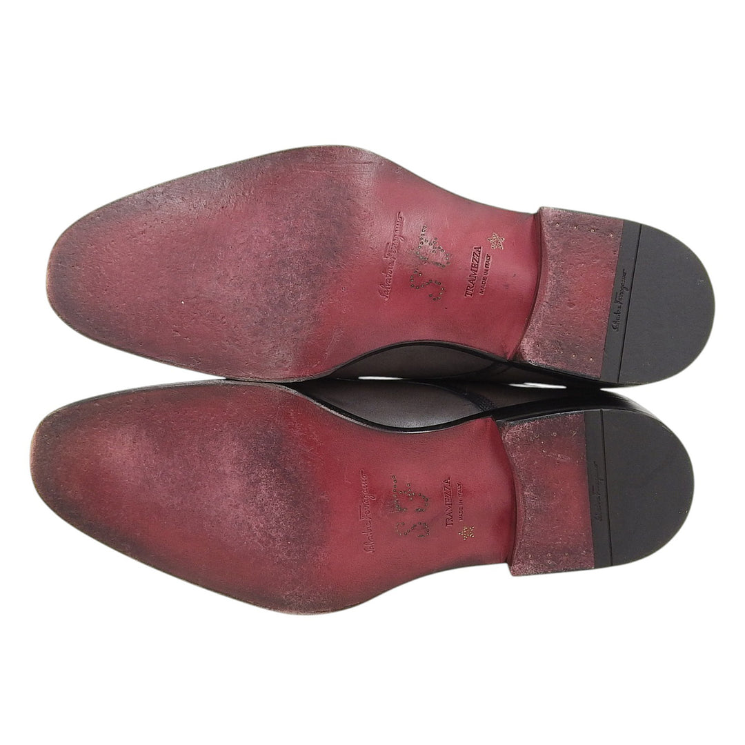 美品▲Salvatore Ferragamo サルヴァトーレフェラガモ TRAMEZZA メダリオン ダブルモンクストラップ レザーシューズ 伊製 箱付き