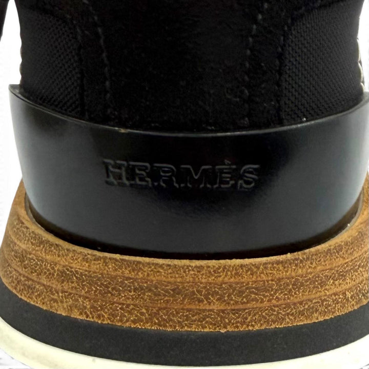 美品★HERMES エルメス 212265Z ドライブ レザーロゴパッチ レースアップ スニーカー シューズ ブラック 35.5 イタリア製 レディース